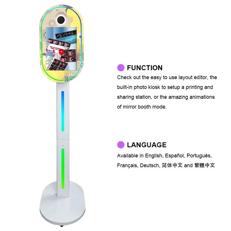 15.6inch DSLR Camera Photo Booth Bracket Selfie touch screen,Mirror Photo Booth APP control lighting music synchronization RGB