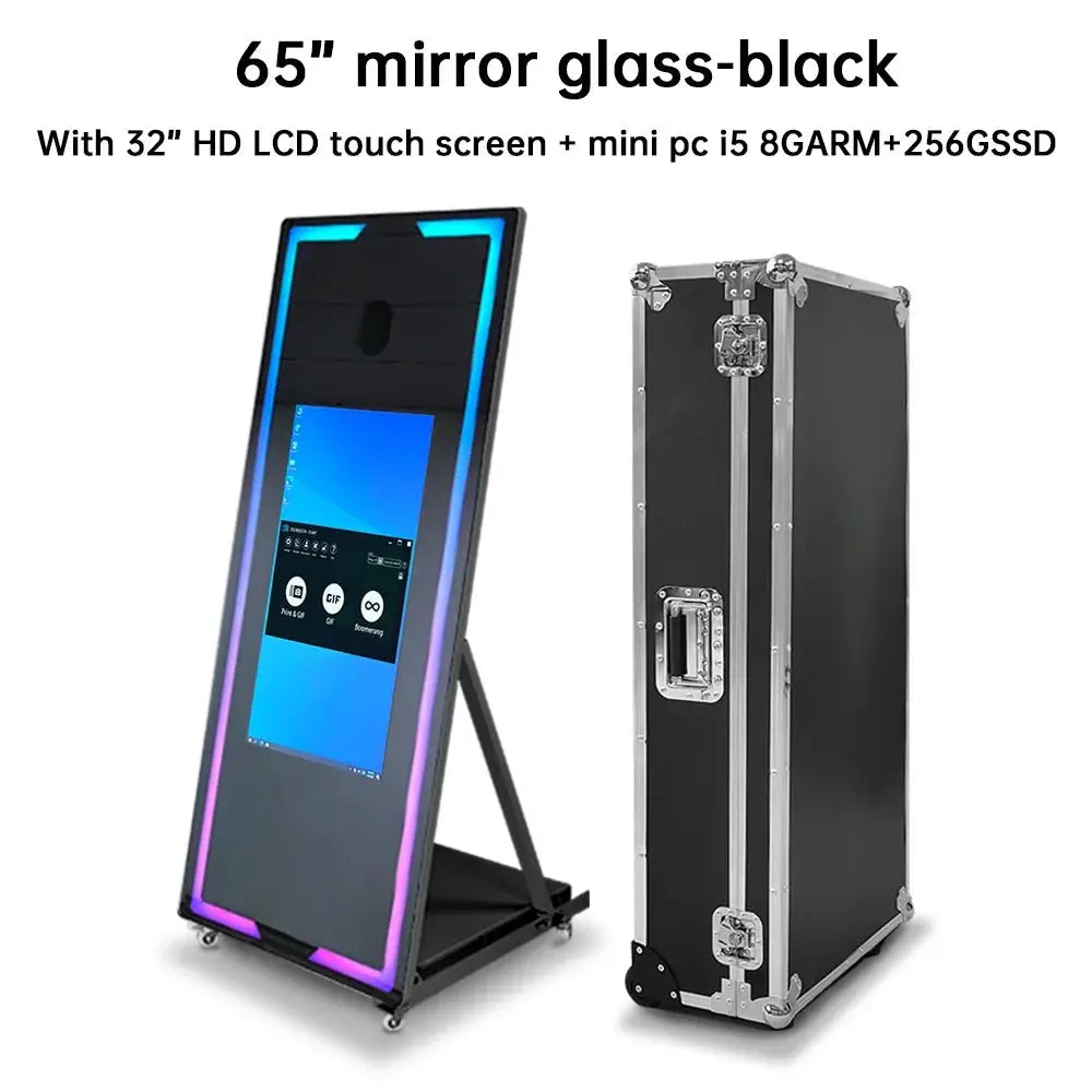 40 65in Touch Screen Magic Mirror Photo Booth Machine With mini PCPortable Selfie Mirror Photo Booth Kiosk For Parties Events